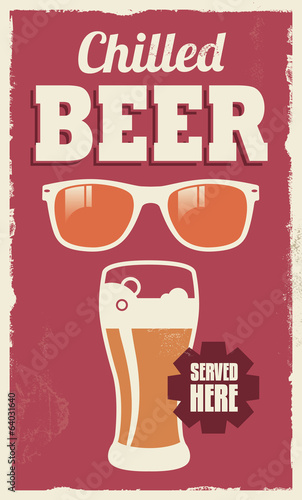  Vintage retro beer sign - vector poster design