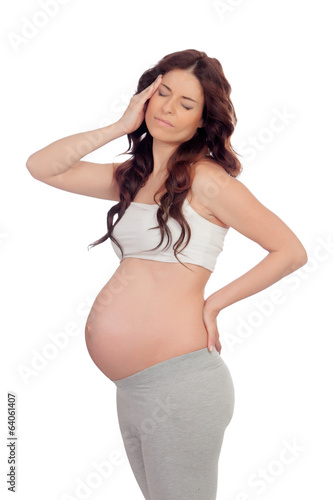 Photo: Pregnant woman with headache Pregnant woman with headache