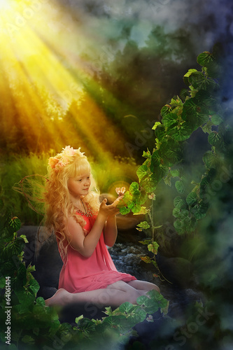 Photo: Sweet girl with butterfly wings. Sweet girl with butterfly wings.