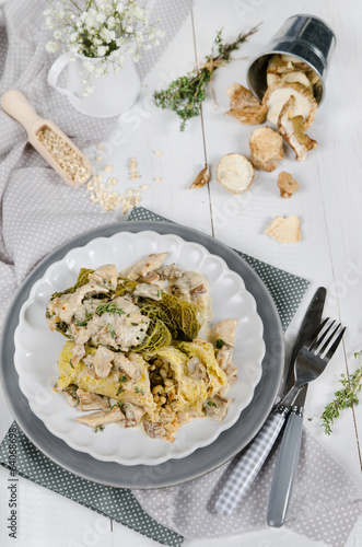Photo: Stuffed cabbage with barley and wild mushrooms Stuffed cabbage with barley and wild mushrooms