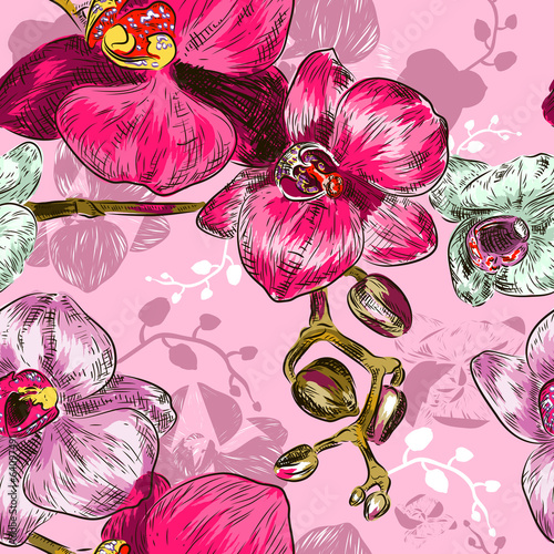  Seamless orchid Pattern