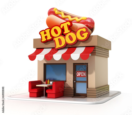 Illustration: hot dog store 3d illustration hot dog store 3d illustration