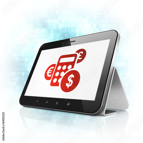 Illustration: Business concept: Calculator on tablet pc computer Business concept: Calculator on tablet pc computer