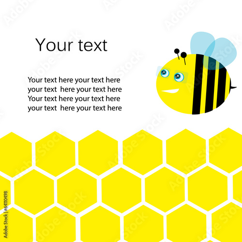 Vector: Background with honeycombs and bee, vector illustration Background with honeycombs and bee, vector illustration