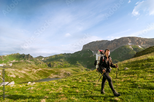 Photo: woman hiking in mountains woman hiking in mountains