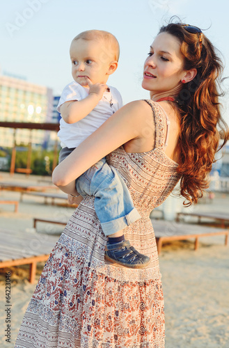 Photo: happy mother and baby son happy mother and baby son