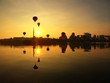 reflection hot air ballon at sunrise reflection hot air ballon at sunrise