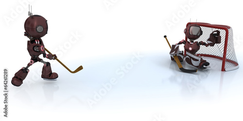 Illustration: Androids playing ice hockey Androids playing ice hockey