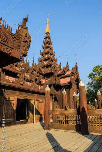 Photo: Shwe In Bin Kyaung is wooden teak monastery in Mandalay, Myanmar Shwe In Bin Kyaung is wooden teak monastery in Mandalay, Myanmar