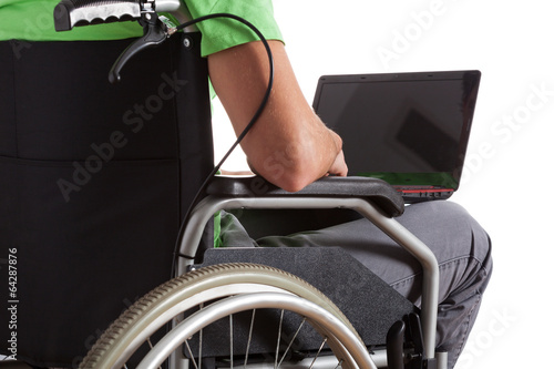 Photo: Paralyzed teenager with laptop Paralyzed teenager with laptop