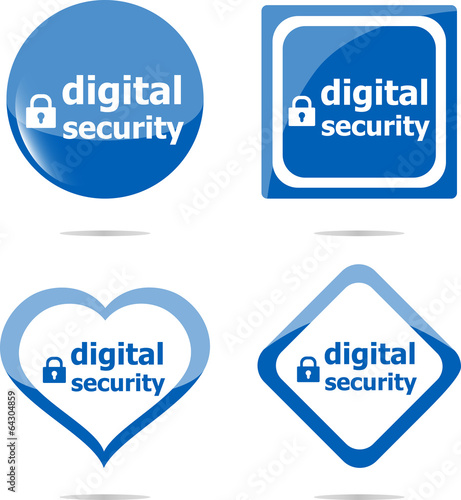 Photo: digital security stickers label tag set isolated on white digital security stickers label tag set isolated on white