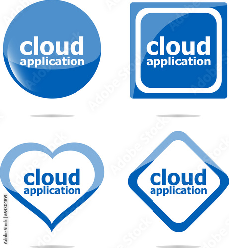 Illustration: cloud application stickers label tag set isolated on white cloud application stickers label tag set isolated on white