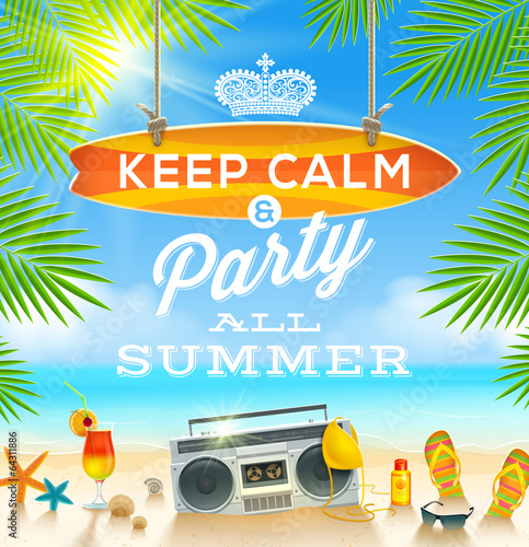 Vector: Summer beach party greeting design Summer beach party greeting design