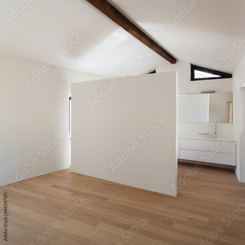 Photo: beautiful modern loft, room with white bathroom beautiful modern loft, room with white bathroom