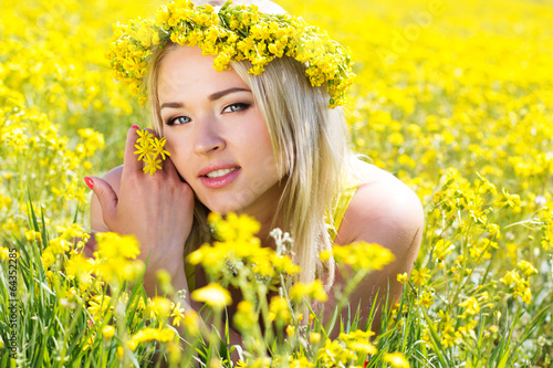 Photo: Young beautiful girl in the yellow field Young beautiful girl in the yellow field