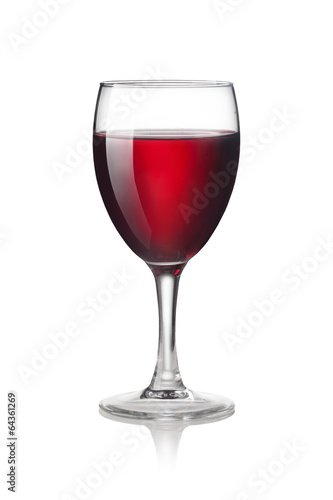 Photo: Glass of red wine isolated on a white background Glass of red wine isolated on a white background