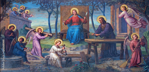 Photo: Vienna - Fresco of Holy Family in workroom in Carmelites church Vienna - Fresco of Holy Family in workroom in Carmelites church