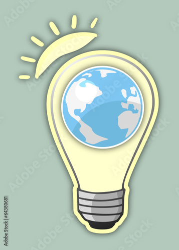 Vector: Bulb sun and world Bulb sun and world