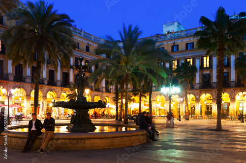  View of Placa Reial in winter evening. Barcelona