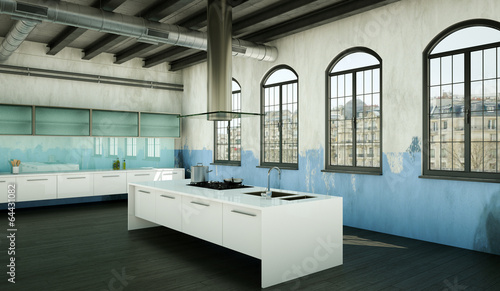 Photo: moderne Wohnküche im Loft moderne Wohnküche im Loft