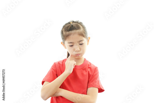 Photo: がっかりした表情の女の子 がっかりした表情の女の子