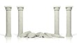 Ancient marble pillars with two middle broken isolated on white Ancient marble pillars with two middle broken isolated on white