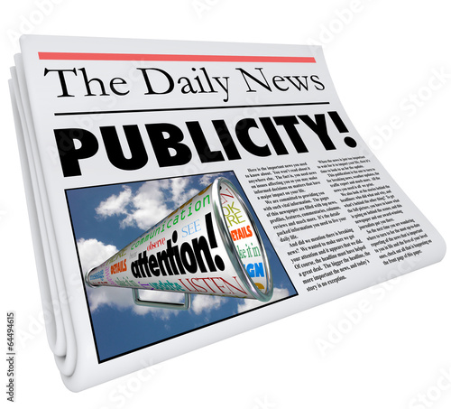 Illustration: Publicity Newspaper Headline Attention Reporting Coverage Publicity Newspaper Headline Attention Reporting Coverage