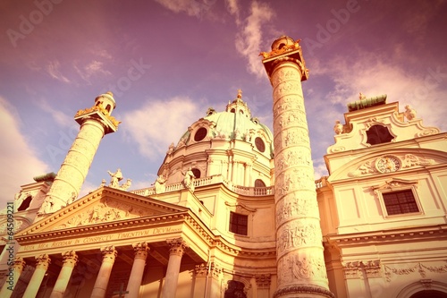 Photo: Karlskirche, Vienna. Cross processing color tone. Karlskirche, Vienna. Cross processing color tone.