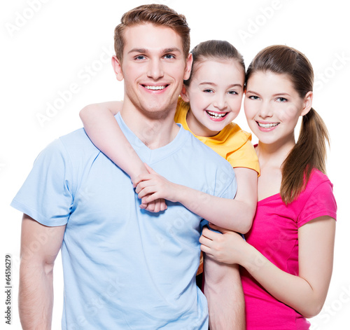Photo: Happy european family with child. Happy european family with child.