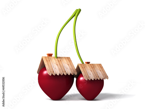 Illustration: Cherry stylized house Cherry stylized house