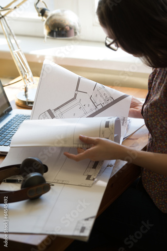 Photo: Woman working home Woman working home