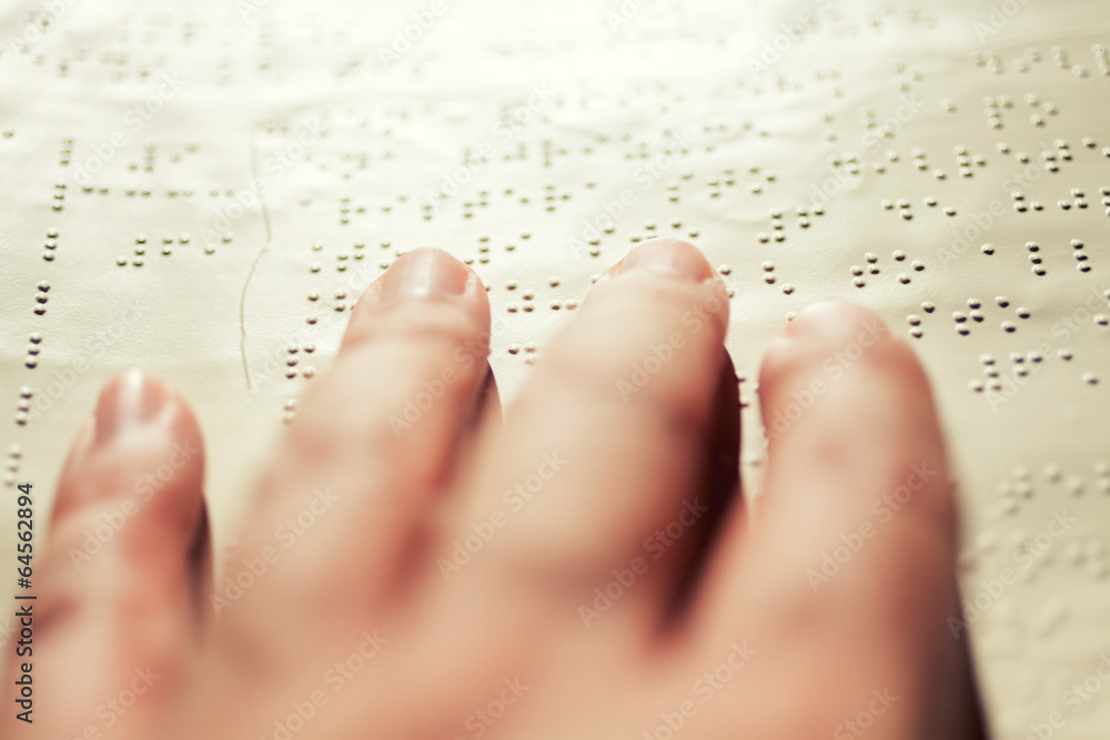 Blind reading text in braille language