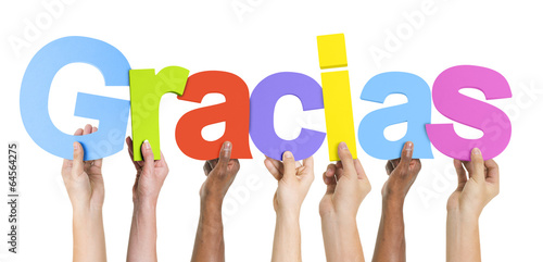 Photo: Multiethnic Group of Hands Holding Gracias Multiethnic Group of Hands Holding Gracias