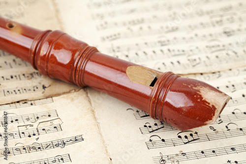 Photo: Recorder and sheet music Recorder and sheet music