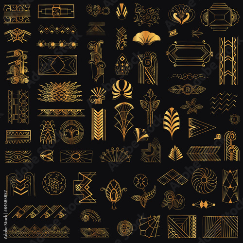 Vector: Art Deco Vintage Frames and Design Elements - hand drawn Art Deco Vintage Frames and Design Elements - hand drawn