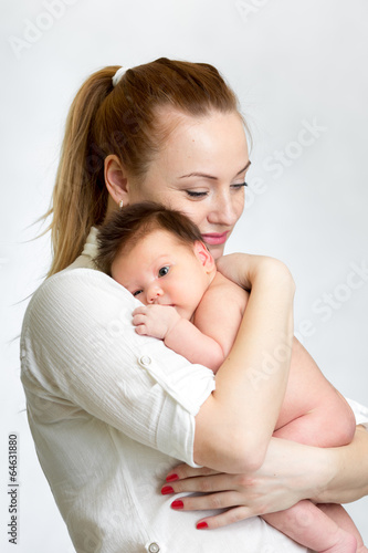 Photo: Portrait of newborn baby and his mother Portrait of newborn baby and his mother
