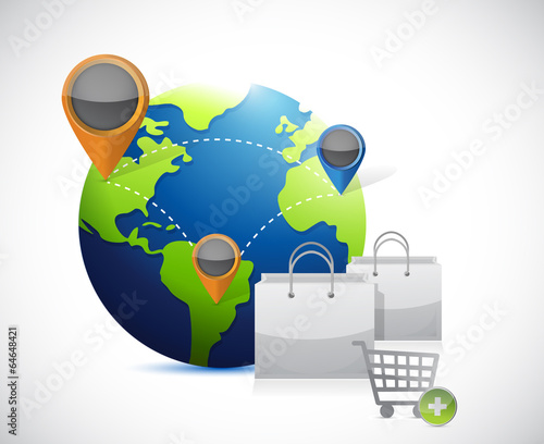 Illustration: globe and shopping concept illustration globe and shopping concept illustration