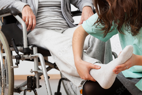 Photo: Disabled person during rehabilitation Disabled person during rehabilitation