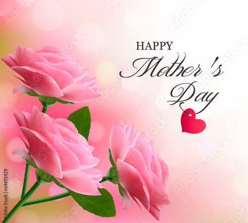 Vector: Holiday background with pink flowers. Mother's Day. Holiday background with pink flowers. Mother's Day.