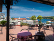 Restaurant with sea in the background, Havana Bay, Havana, Cuba Restaurant with sea in the background, Havana Bay, Havana, Cuba