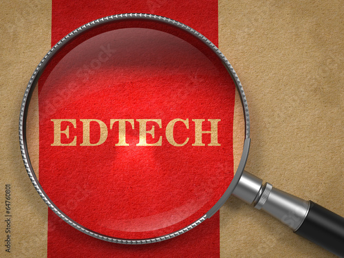 Illustration: Edtech Concept Through Magnifying Glass. Edtech Concept Through Magnifying Glass.