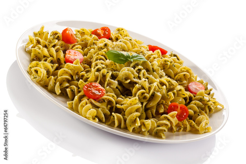 Photo: Pasta with pesto sauce, parmesan and vegetables Pasta with pesto sauce, parmesan and vegetables