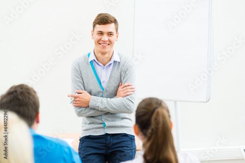 Photo: teacher talking with students teacher talking with students