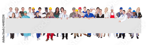 Photo: People With Various Occupations Holding Blank Billboard People With Various Occupations Holding Blank Billboard