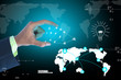Man showing social networking concept Man showing social networking concept