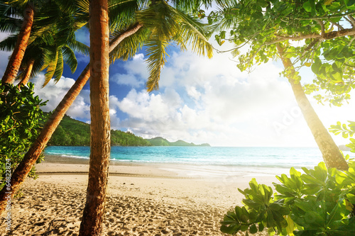  sunset on the beach Takamaka, Mahe island, Seychelles