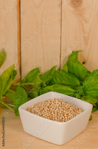 Photo: bowl with sorghum with basil bowl with sorghum with basil