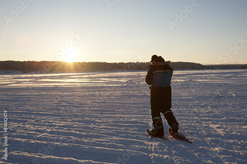 Photo: Snow Shoer at Sunset Snow Shoer at Sunset