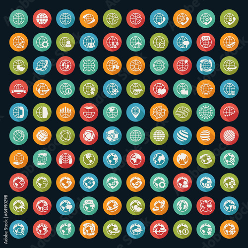 Vector: Earth icons set with black background Earth icons set with black background