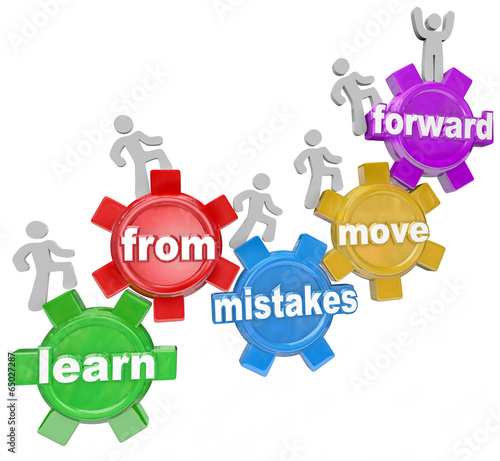 Illustration: Learn From Mistakes Move Forward People Climbing Gears Learn From Mistakes Move Forward People Climbing Gears